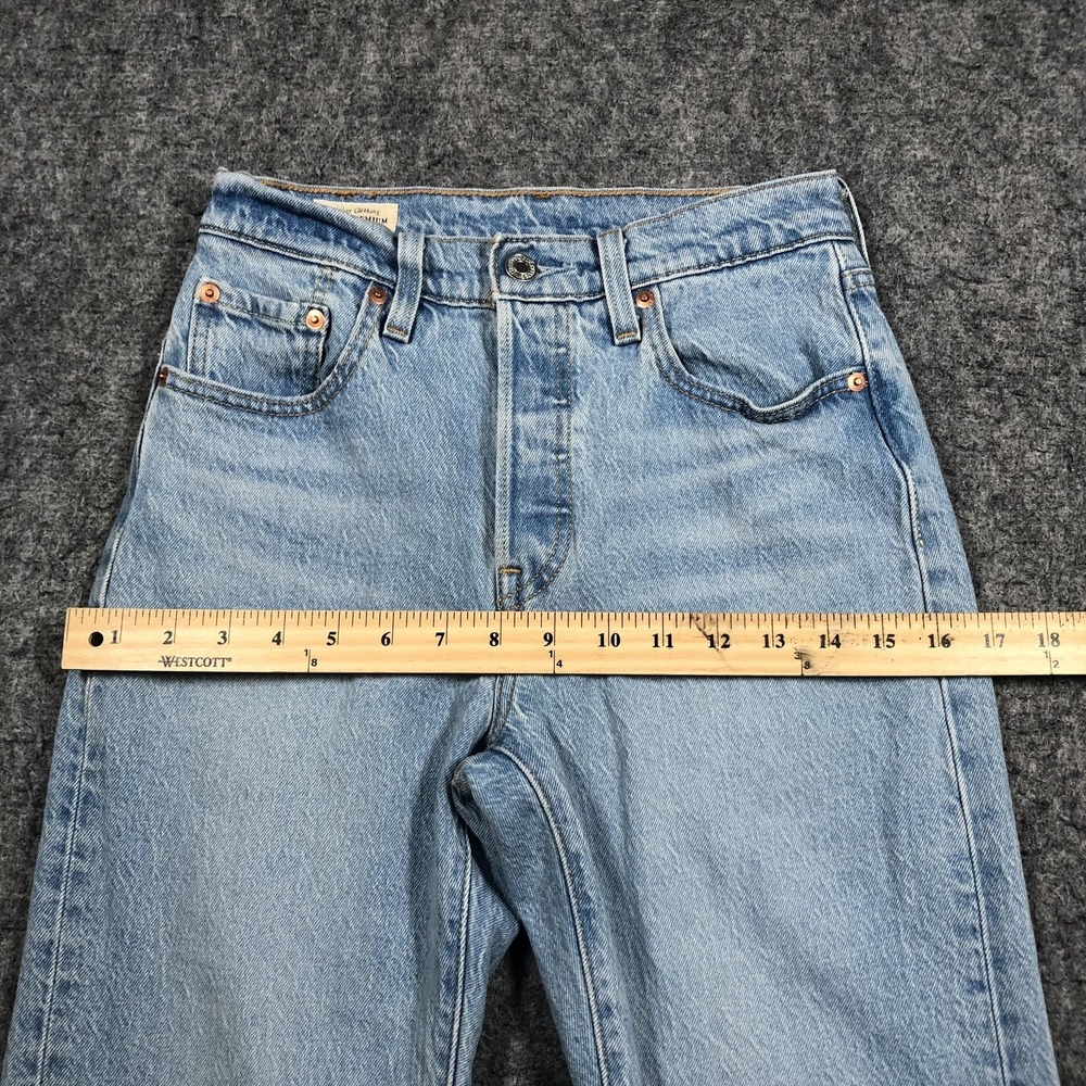 Levi's 501 Premium Jeans Womens 25x26 Light Wash High Rise Straight Big E - Picture 9 of 16
